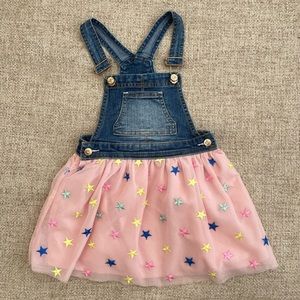 Overall Jean dress with pink tulle and stars